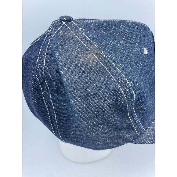 Vtg USA MADE Denim Cotton Gin Texas Patch Trucker Hat Snapback CROWELL CAP READ - Picture 6 of 12